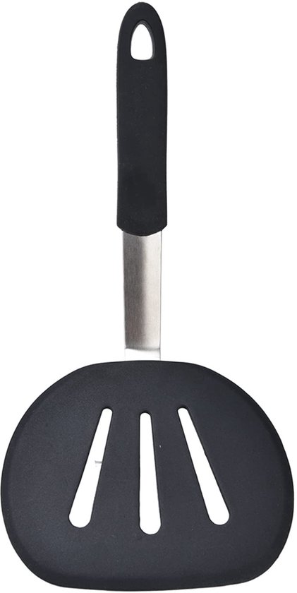Dailygoody Silikonspatel Pfannkuchenspatel Ergonomisches Design Schwarz Geschlitzter Spatel Spülmaschinenfest Geeignet Zum Kochen 31 2 Cm 31,2 Cm