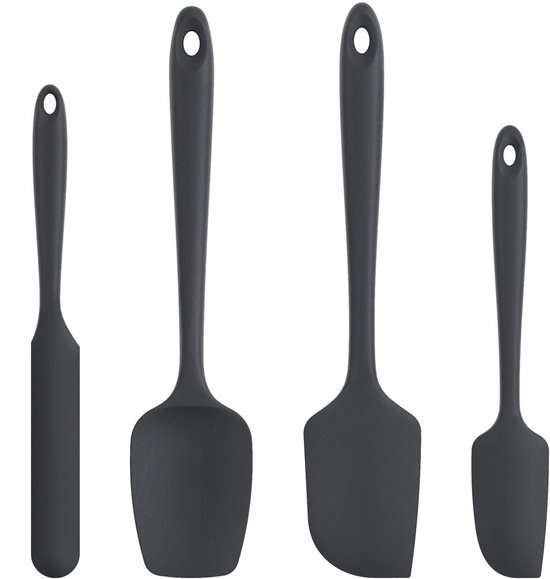 Silikonspatel Hitzebeständig Und Antihaftbeschichtet 4er Set Schwarz Zum Kochen Und Backen