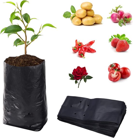 Pflanzbeutel-set – Anzuchtbeutel Für Setzlinge – Atmungsaktives Material – 100 Stück, 12 X 25 Cm – Schwarz