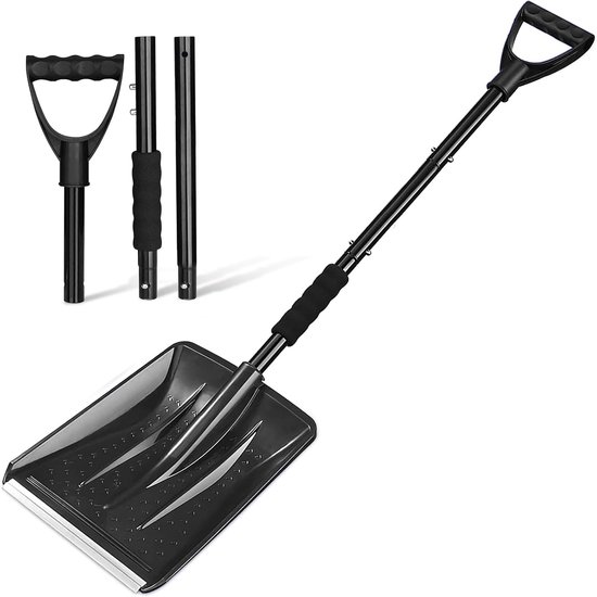 Eiskratzer – Ergonomische Schneeschaufel, 4-in-1, Abnehmbar, 2 Längen, Schwarz, Für Schnee, Garten Und Camping