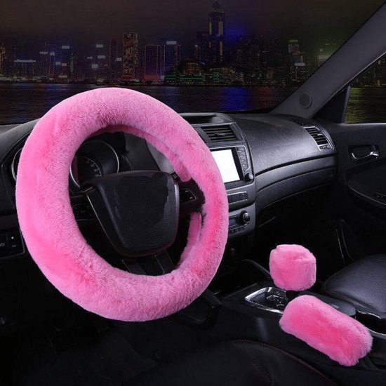 Winter-lenkerbezug-set – Plüsch-lenkerbezug – Warmes Lenkrad – Weiches Plüschmaterial – 38 Cm Durchmesser – Schwarz
