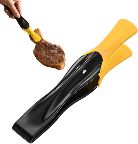 Küchenzange – Pfannenwenderzange – Zum Auffangen Von Lebensmitteln – Entenschnabel-design – 18,4 Cm – Schwarz
