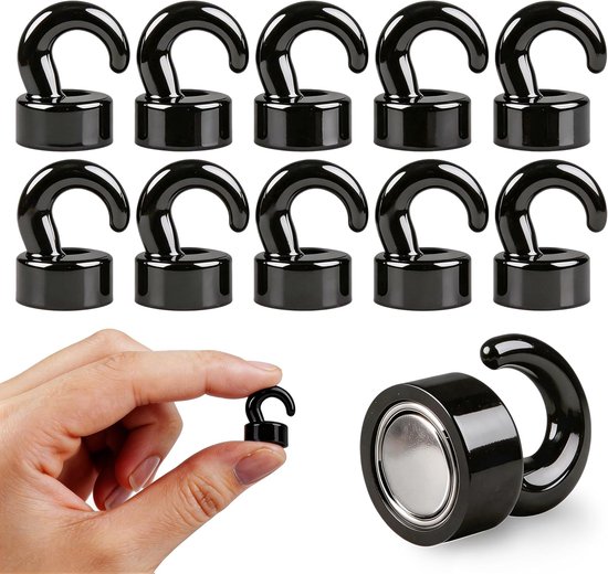 Mini-haken, Geeignet Für Büro, Klassenzimmer, Kreuzfahrtschiff Und Küche, Niedliche, Starke Magnethaken, Geeignet Für Kühlschrank - 10er-pack (schwarz)