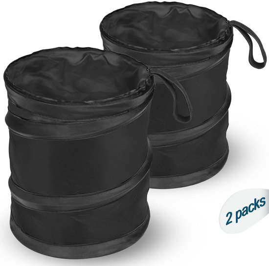 Auto-mülleimer, 2 Mini-falt-auto-mülleimer, Wasserdichter Auto-müllbeutel Zum Aufhängen Mit Klettverschluss, Auto-mülleimer, Schwarz