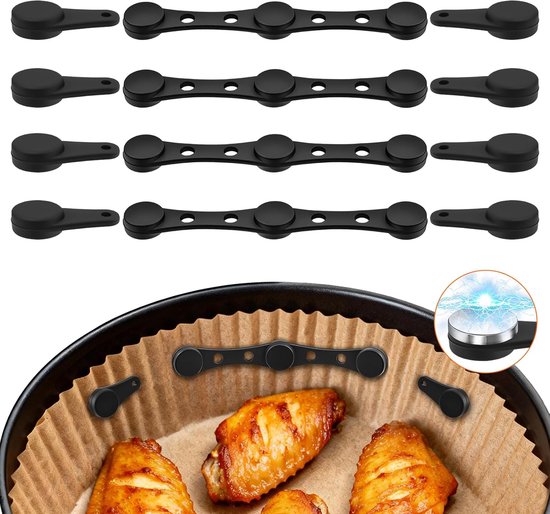 Magnete Für Backpapier – Silikonverschlüsse – Für Heißluftfritteusen Geeignet – Verhindert Verrutschen – 12 Stück – Schwarz