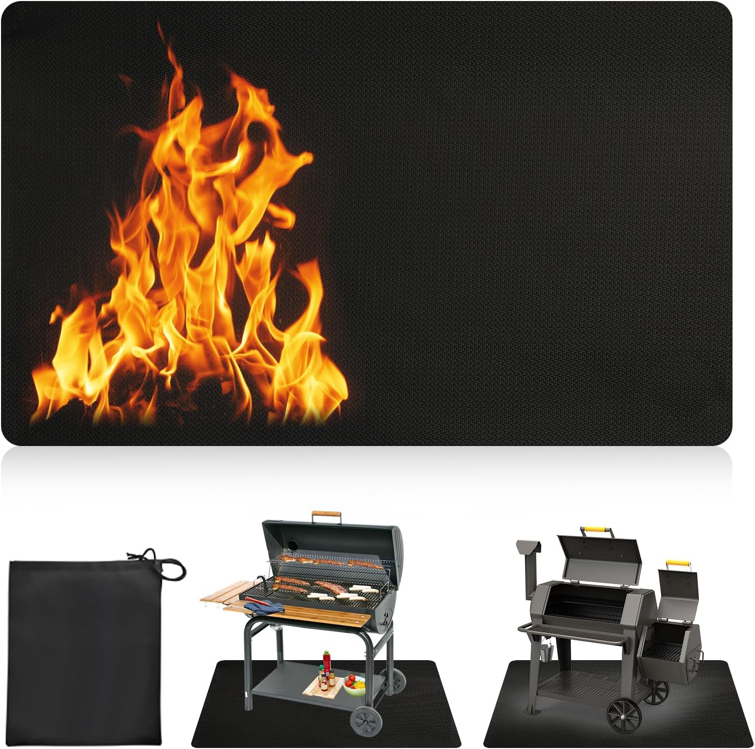 Grillmatte – 122 X 165 Cm – Feuerhemmende Matte – Hitzebeständige Matte Für Außengrills – Hitzebeständig Bis 2000 °c – Feuerstellenmatte Für Gasgrills Und