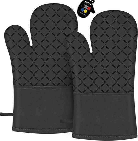 Ofenhandschuhe Hitzebeständig Bis 260 C Rutschfeste Silikonoberfläche Topflappen Mit Weichem Baumwollfutter Geeignet Zum Backen Kochen Und 1 Paar