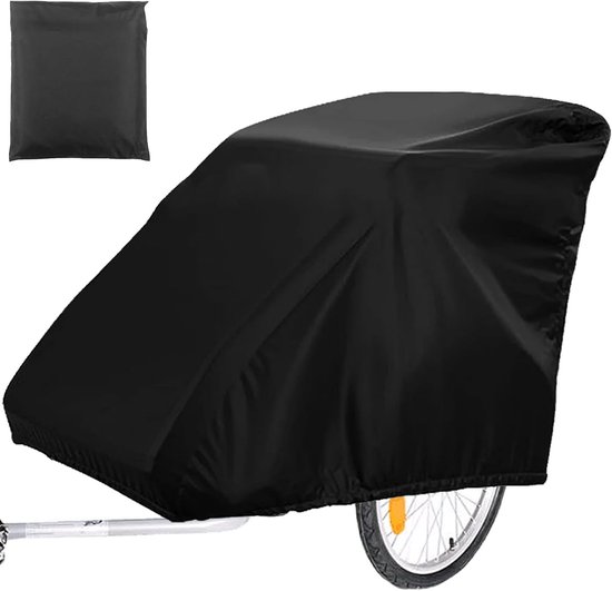 Fahrradanhängerabdeckung Universelle Abdeckung Für Fahrrad Und Hundeanhänger Wasserdicht Winddicht Reißfest Mit Uv-schutz 84 X 140 X 100 Cm Schwarz