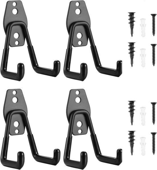 Werkzeugleiste Mit Wandhaken – Geeignet Für Fahrräder, Skateboards, Leitern Etc. – Garagenorganisation – 4er-set – Schwarz