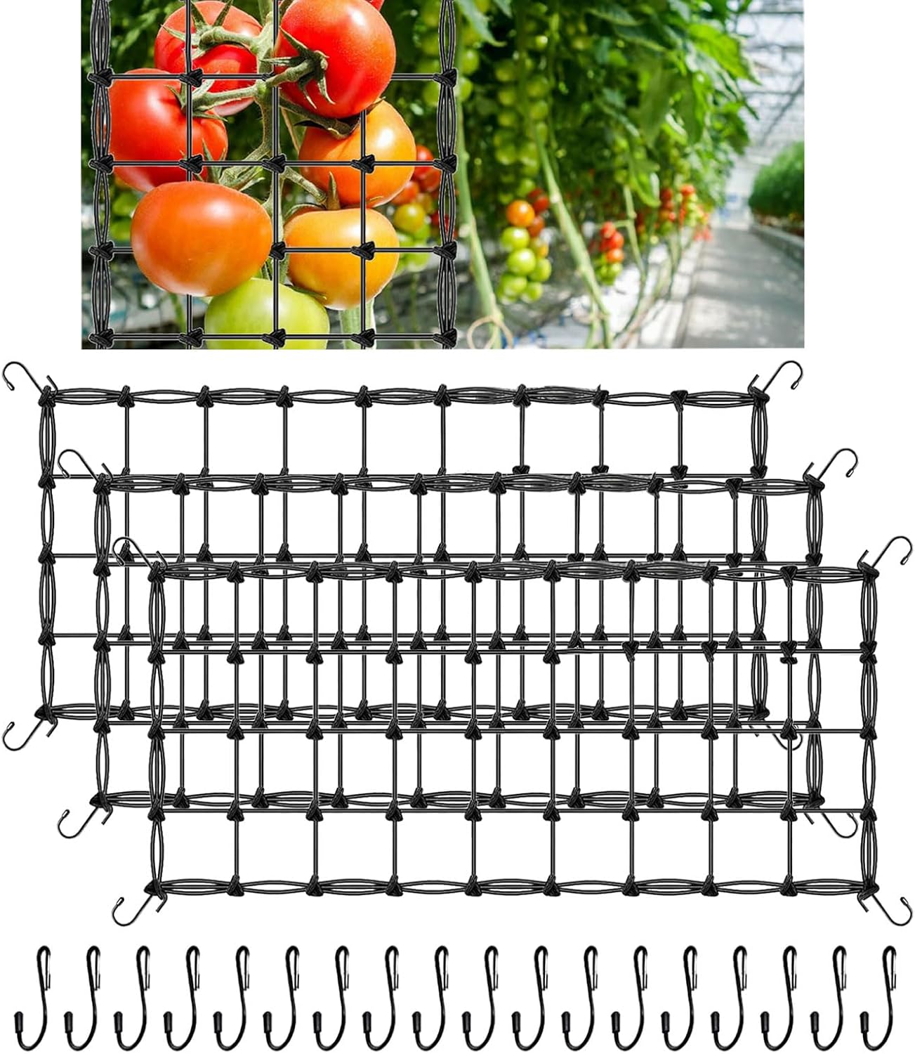 Pflanzzeltnetz, 60 X 120 Cm, Elastisches Ranknetz Mit 18 Haken, Für Kletterpflanzen, Gemüse, Obst Und Blumen