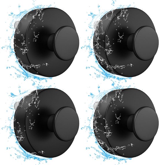 Vakuum-saughaken 4 Wandhaken Abs Saugnapf Badezimmer Wasserdicht Abnehmbar Und Wiederverwendbar Wandhaken Saugnapf Für Küche Glastür Schwarz