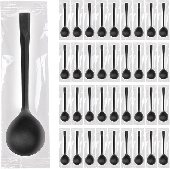 100 Wiederverwendbare Löffel 14 3 Cm Hochharte Schwarze Mini-löffel Dessertlöffel Besteckschubladen Perfekt Für Geburtstage Picknicks Partys Und