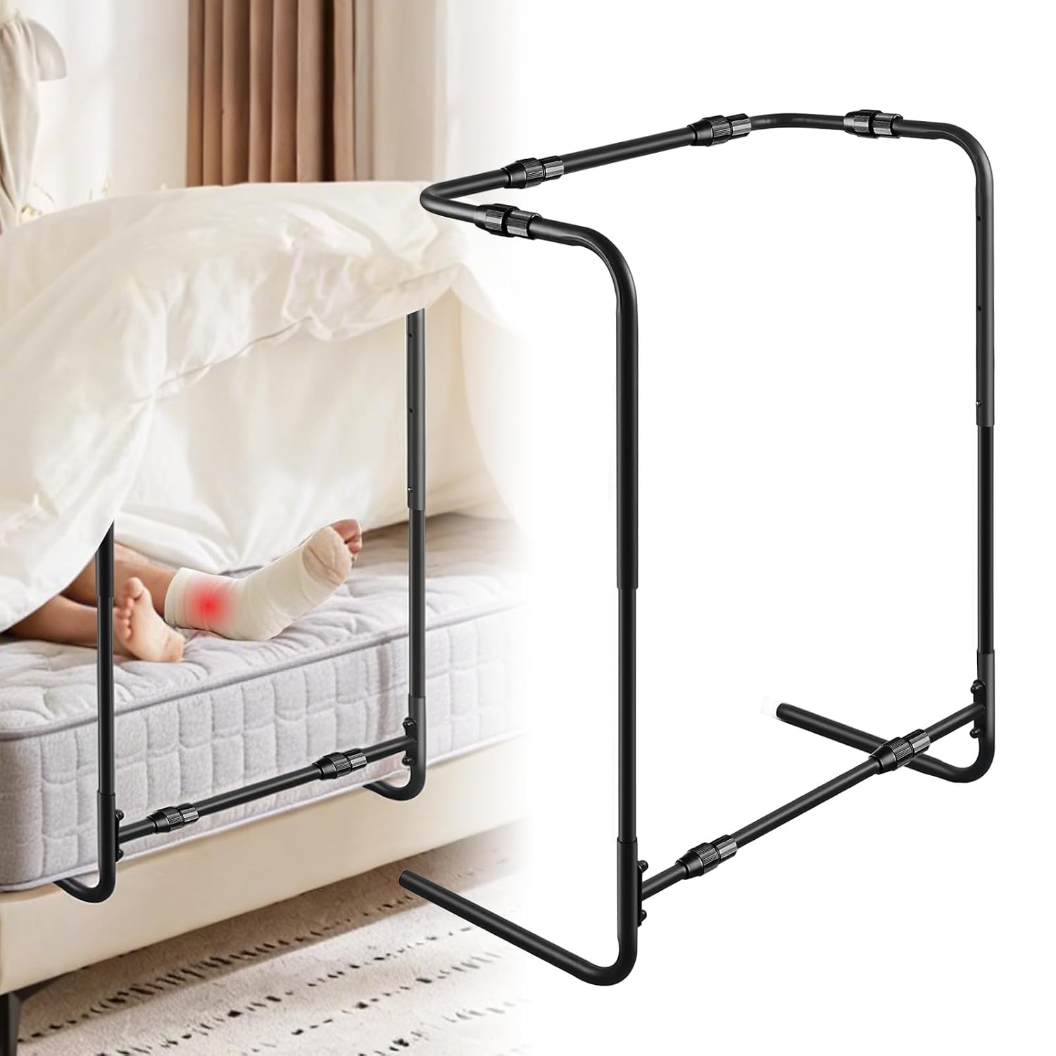 Fußbetterhöhung, Bettlakenerhöhung, Höhe (56–69 Cm) Breite (33–44 Cm) Verstellbar, Verstellbare Bettstütze, Damit Die Decke Nicht Auf Ihre Füße Drückt