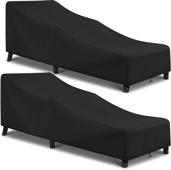 2-teilige Wasserdichte Schutzhülle Für Gartenliegen – 210 X 75 X 40 Cm – Schutzhülle Für Stapelbare Kissen Und Gartenmöbel – Schwarz