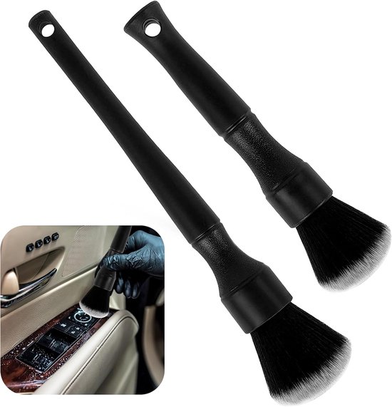 2-teiliges Autopflege-set Reinigungsbürsten Schwarze Autowaschbürsten Geeignet Für Armaturenbrett Innenraum Außenbereich Lüftungsschlitze Und 24 24 Cm
