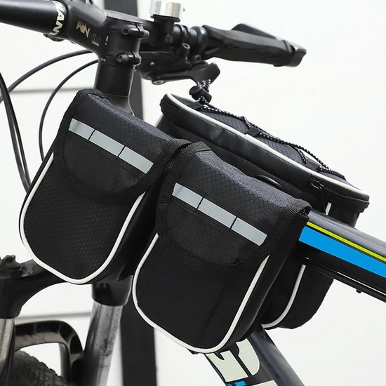 4-in-1 Fahrradrahmentasche, Tasche Zur Befestigung Unter Dem Oberrohr Des Fahrradrahmens, Geeignet Für Rennräder Und Mountainbikes (schwarz)