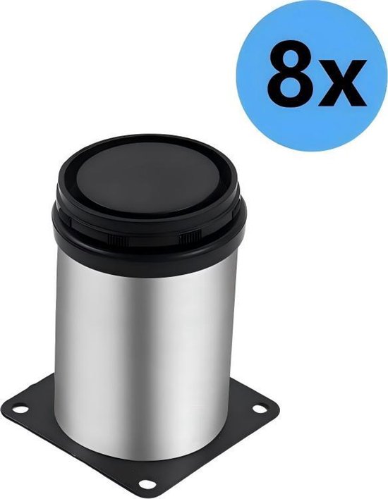Runde, Verstellbare Metallmöbelfüße – 8 Stück – Höhenverstellbar 0–10 Mm – Geeignet Für Schrank-, Bett- Und Tischbeine – Schwarz – 50 X 80 Mm