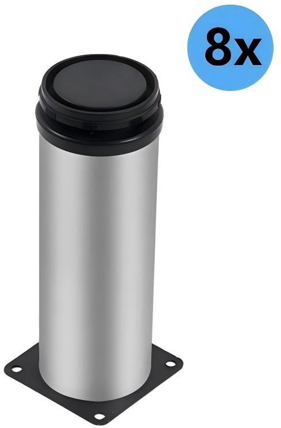 Runde, Verstellbare Metall-möbelfüße – 8 Stück – Höhenverstellbar Von 0–10 Mm – Geeignet Für Schrank-, Bett- Und Tischbeine – Schwarz – 50 X 150 Mm