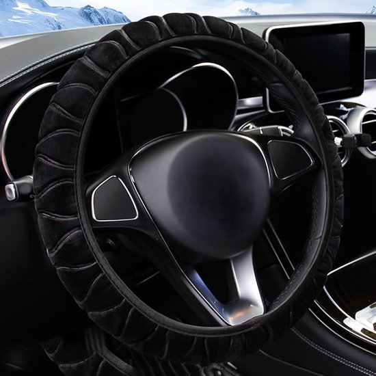 Plüsch-lenkradbezug Fürs Auto. Weicher, Flauschiger, Rutschfester Und Wärmender Lenkradbezug Für Den Winter – Universell Einsetzbar. (schwarz)