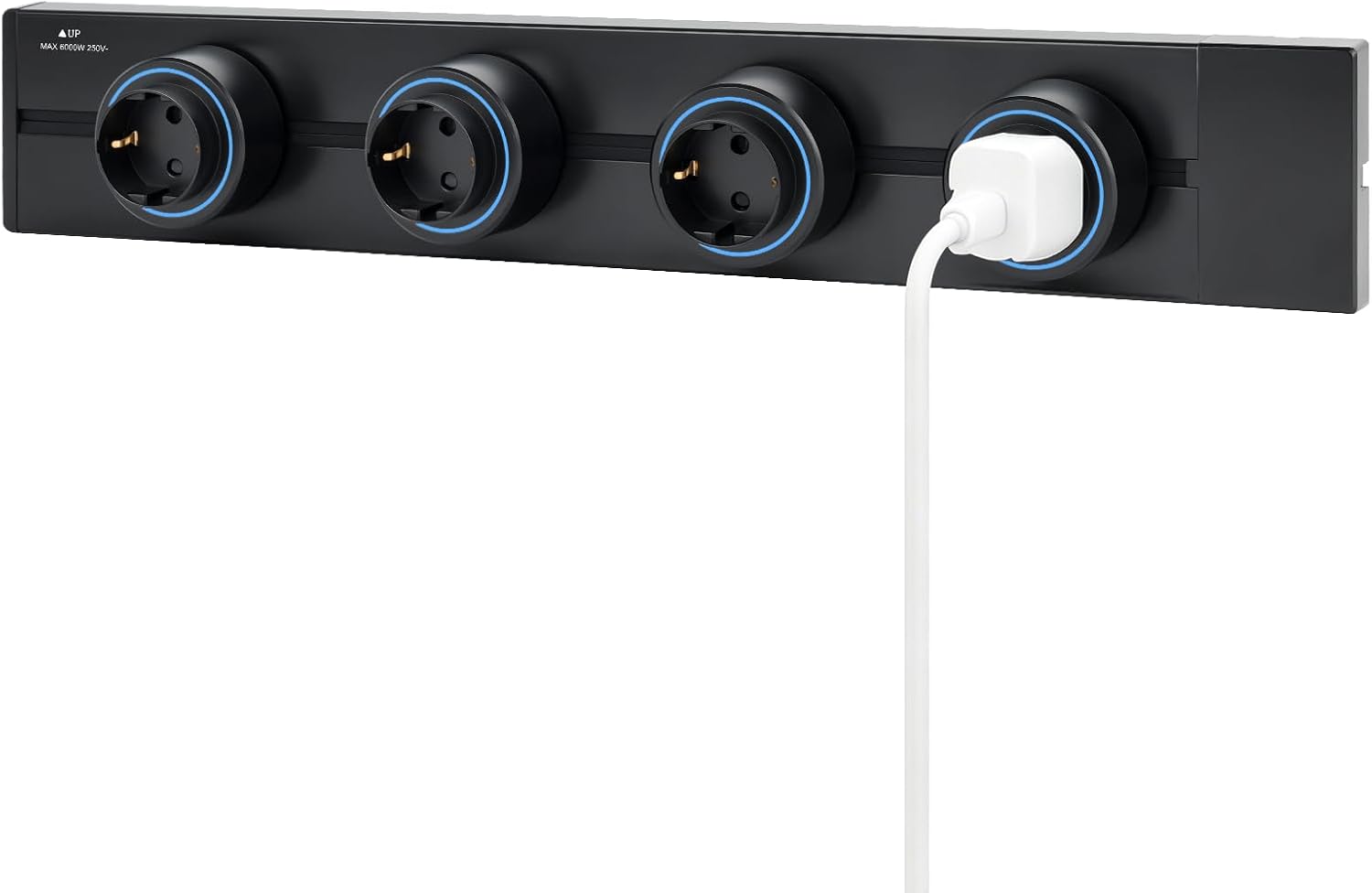 Modulare Wandsteckdosenleiste Mit 4 Schuko-steckdosen 2 Usb-anschlüssen (typ A, Typ C), Ausziehbar Von 47–67 Cm, 1800 J Überspannungsschutz, Bohrfreie Montage Für Wohnzimmer, Küche Und Büro