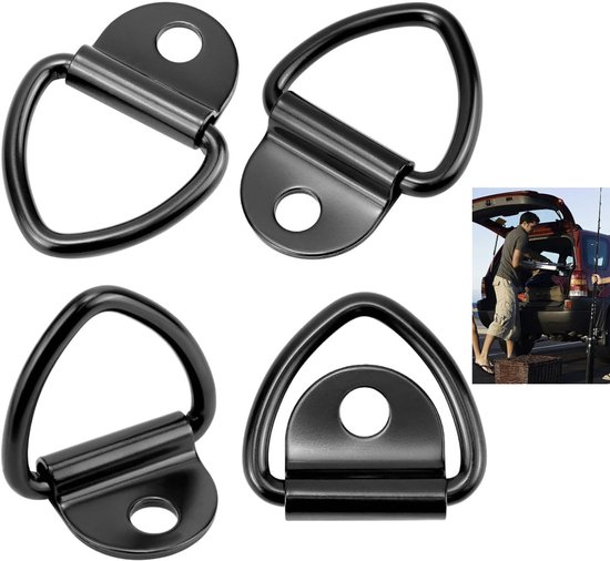 4 Zurrösen, V-ringe Für Anhänger, Lkws, Pkws, Boote Und Kajaks, 6,2 X 3 Cm (schwarz)