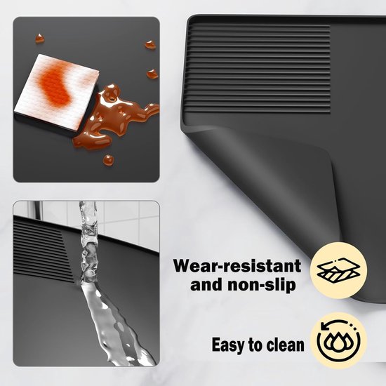 Kaffeematte – Abnehmbar – Silikon – 40 × 60 × 1,1 Cm – Abtropfmatte Für Schubladen – Geeignet Für Büro, Couchtisch, Wohnzimmer, Küche – Schwarz