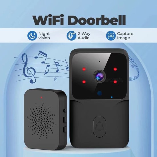 Kevil Wlan-türklingel, Kabellose Hd-türklingel Für Smart Homes, Schwarz