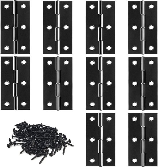Klappscharniere Aus Edelstahl Für Türen, 10 Stück Mit 60 Schrauben, Ideal Für Möbel Und Schränke, Schwarz