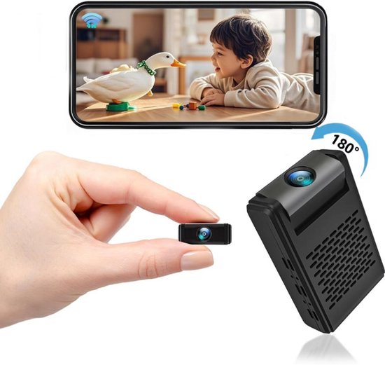 Mini-überwachungskamera – 4k, Wlan – 180° Drehbares Objektiv – Schwarz