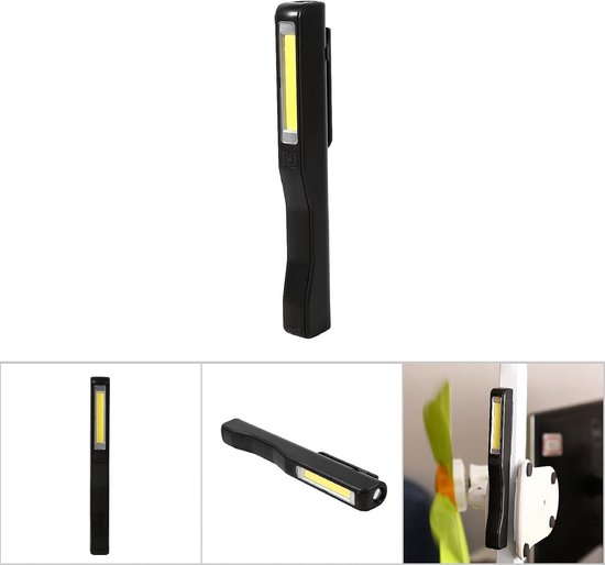 Tragbare Led-taschenlampe – Usb-aufladbar – Magnetclip – Praktische Arbeitsleuchte/inspektionslampe (schwarz)