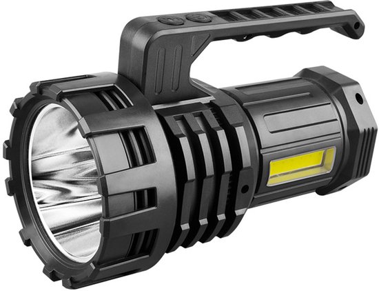 Weiße Tragbare Led-taschenlampe Mit Großer Reichweite Leistungsstarke Outdoor-led-taschenlampe Wiederaufladbarer Suchscheinwerfer Mit Langer Schwarz