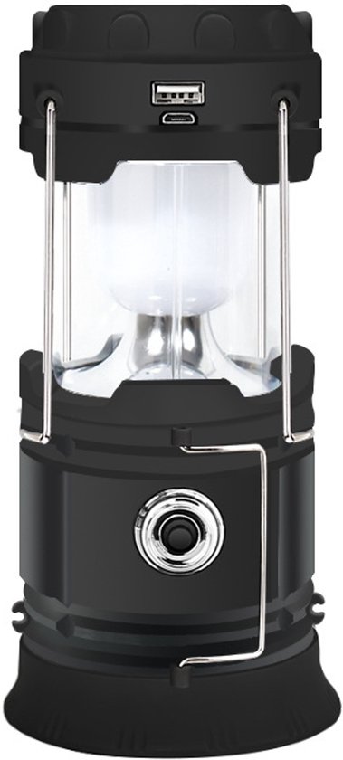 Led-zeltleuchte Für Den Außenbereich, Usb-solaraufladung, Lange Akkulaufzeit, Campinglampe, Leistungsstarke Laterne, Campinglampe – Schwarz