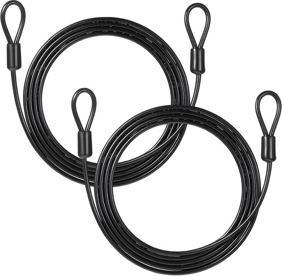 Set Mit 10 Schwarz Beschichteten Stahlsicherheitsseilen 2 M × 4 Mm – Mit Ösen Zur Sicherung Von Fahrrädern Und Anhängern