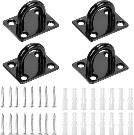 Set Mit 4 Schwarzen Quadratischen Haken Aus Edelstahl Inklusive Schrauben Und Dübeln Haken Für Bootszubehör U-förmige Deckenhaken Zum Aufhängen