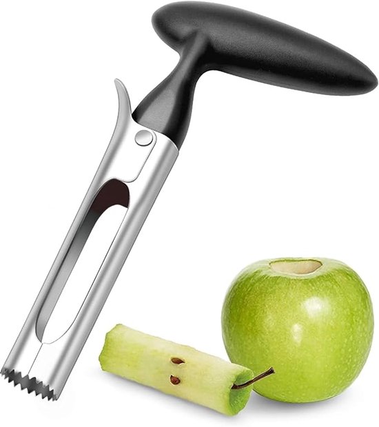 Apfelentkerner Aus Edelstahl, Kernentferner, Kunststoffgriff, Spülmaschinenfest, Für Küche, Birnen, Ananas (schwarz, 18 Cm)