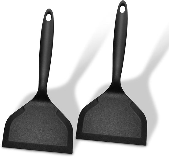 Pfannenwender Silikon 2-teilig Antihaftbeschichtung Hitzebeständig Pfannenwender Zum Braten Von Fisch Pfannkuchen Eiern Pizza Steak Bpa-frei Schwarz