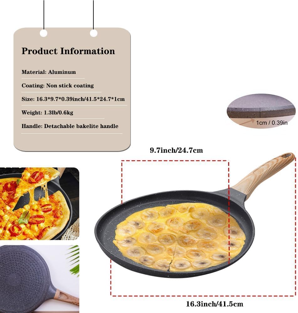 Poêle À Manche En Bois, Revêtement Antiadhésif, Petite Poêle Universelle Pour Tous Types De Plaques De Cuisson, Résistante Aux Rayures, En Aluminium Sans Fumée
