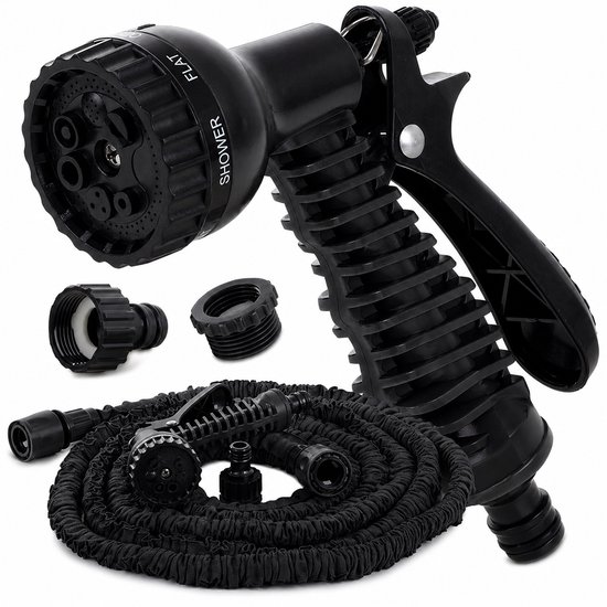 Flexibler Gartenschlauch 7 5 M Schwarz Ausziehbar 7 Sprühfunktionen Magischer Gartenschlauch Elastisch Leicht Dehnbar Gartenbewässerung 7,5