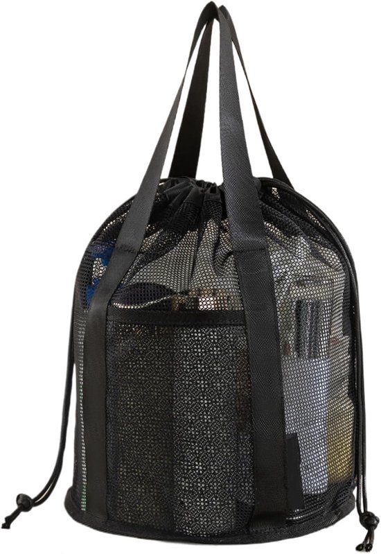 Netz-duschbeutel – Reise-organizer – Aufbewahrung Für Toilettenartikel – Schnelltrocknendes, Atmungsaktives Material – 30 X 22 Cm – Schwarz