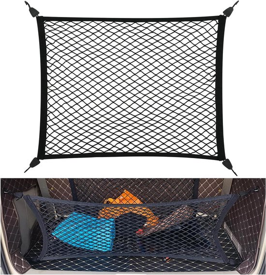Gepäcknetz Fürs Auto – Kofferraumnetz – Gepäcktransport – Superelastisch – 80 X 60 Bis 200 X 110 Cm – Schwarz
