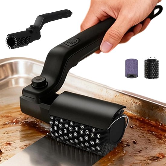 Elektrische Grillbürste – Rotierende Bürste – Grillreinigung – Edelstahlborsten – 42,6 Cm Länge – Schwarz
