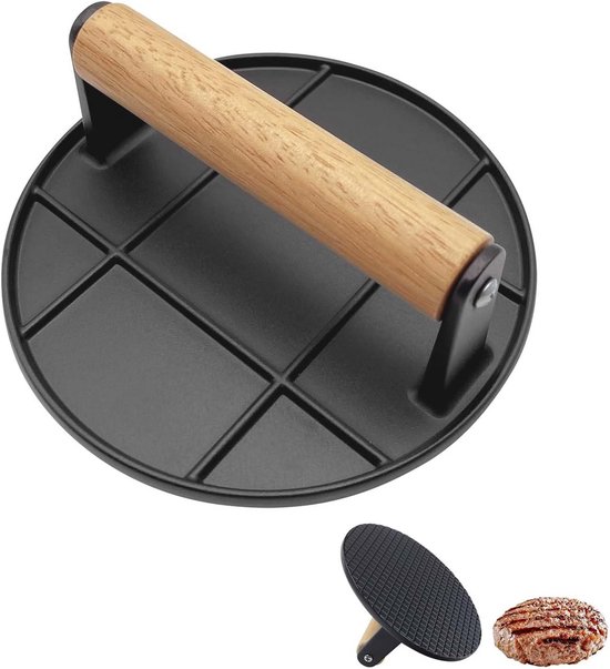 Burgerpresse – Fleischzertrümmerer – Grillzubehör – Fett Entfernen – 16 Cm Durchmesser – Schwarz