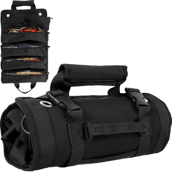 Werkzeugrollen-organizer – Faltbare Werkzeugtasche – Werkzeugaufbewahrung – Doppelt Genähte Nähte – 33 X 18 X 3 Cm – Schwarz