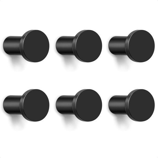 Runde, Schwarze Metall-wandhaken, 6 Einzelne Kleiderhaken Mit Schraube