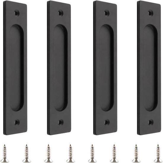 Rechteckiger Schiebetürgriff 18 Cm Lang 4 Flache Schwarze Aluminiumgriffe Ungestempelt Geeignet Für Türen Schränke Und Schiebefenster Von