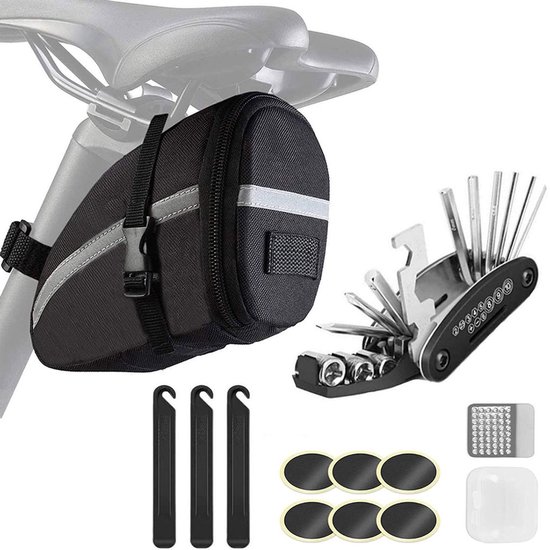 Fahrradsatteltasche Mit Reparaturset – Schwarz – 1 Liter