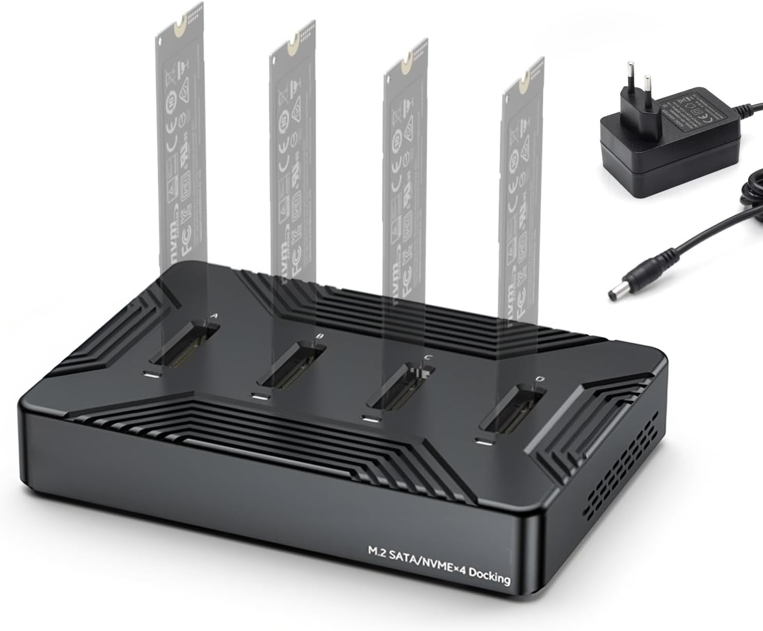M.2 Nvme Sata Ssd-dockingstation Mit Usb 3.2 Gen 2, 10 Gbit/s, 4 Einschüben M-key, B+m-key, 2230, 2242, 2260, 2280, Aluminium