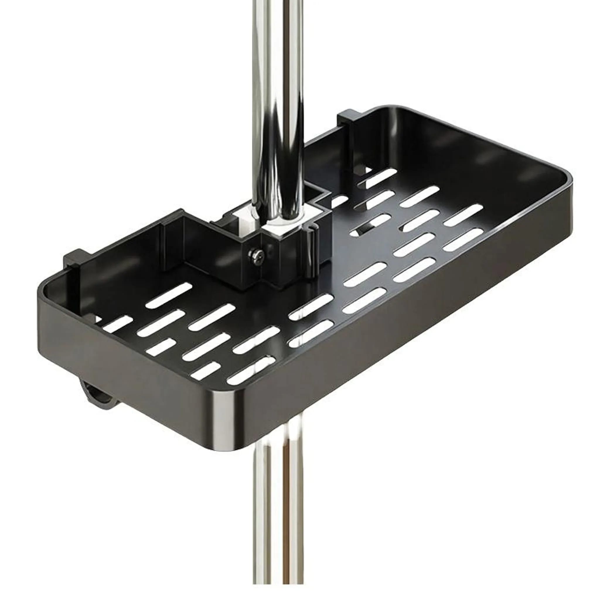 Duschablage, Kein Bohren Erforderlich, Höhenverstellbar, Aluminium, Rostfrei, Robust Und Langlebig, Stange Nicht Im Lieferumfang Enthalten, Schwarz.