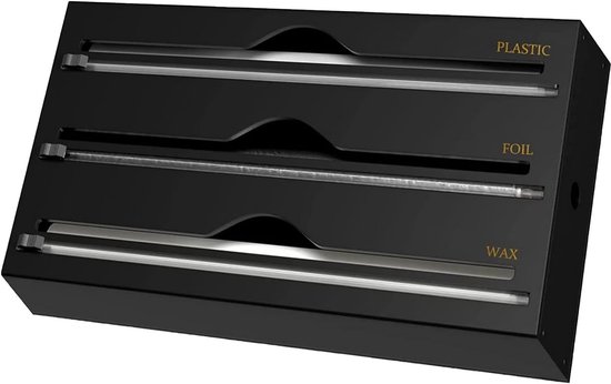 3-in-1 Folienspender Mit Schiebeabschneider Für Küchen- Und Aluminiumfolie, Schwarz