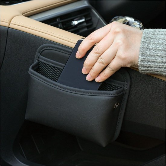 Organizer Für Die Seitentasche Im Auto Aus Pu-leder – Handyhalterung Und Ablage Für Autotür Und Mittelkonsole (schwarz)